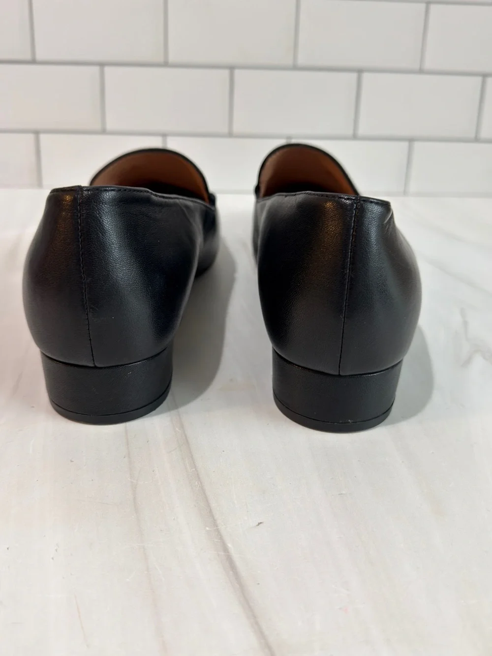 COLE HAAN VALANTINO POINTED TOE LOAFERS BLACK LEATHER SIZE 8 CAREER EASY WEAR